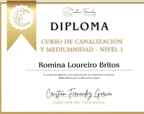 Diploma del Curso de Canalización y Mediumnidad, Nivel 1, con Cristian Fernández García