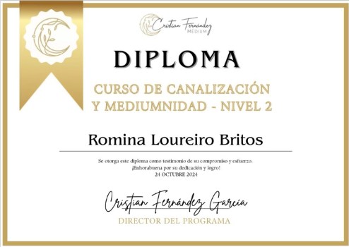 Diploma del Curso de Canalización y Mediumnidad, Nivel 2, octubre de 2024