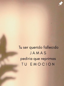 Publicación: tu ser querido fallecido jamás pediría que reprimas tu emoción